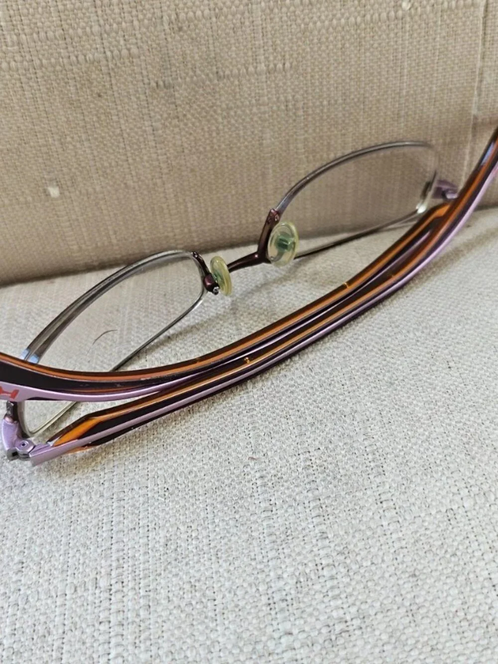 Morel France Women Eyeglasses Frame Brown/Orange/Lilac Tone Half Rim Glasses